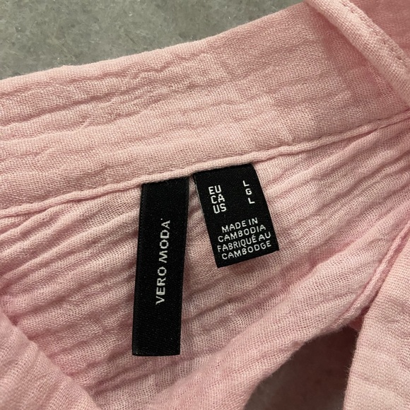 Vero Moda Size L Soft Pink Cotton Gauze Open Back Ruffle Sleeve Tank Top - Picture 10 of 11